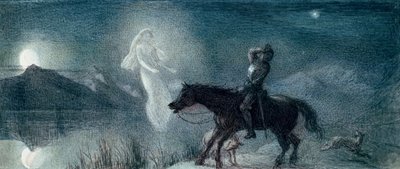 騎士と亡霊、未発表（紙に水彩） 作： Richard Doyle