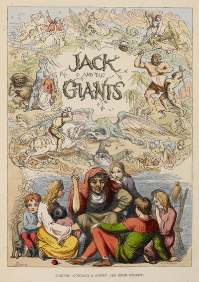 老人が子供たちに話をしているイラスト入りのタイトル ページ。 作： Richard Doyle