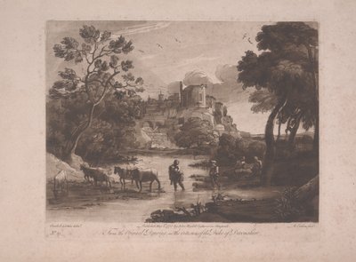 日没時のチボリの眺め、1775年公開（エッチングによるメゾチント） 作： Richard Earlom