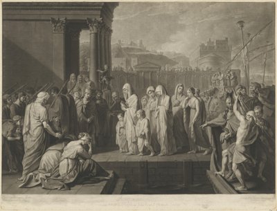 アグリッピナ ゲルマニクスの遺灰とともにブリンディジに上陸 作： Richard Earlom after Benjamin West