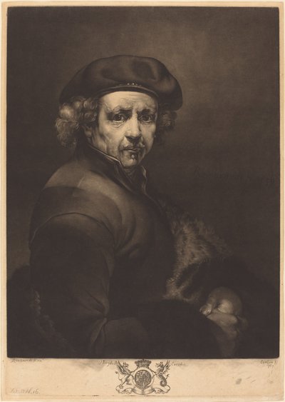レンブラント、自画像 作： Richard Earlom after Rembrandt van Rijn