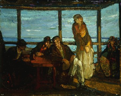 ポーチ、プロビンスタウン、c.1930-35（メゾナイトに油彩） 作： Richard Emil Miller