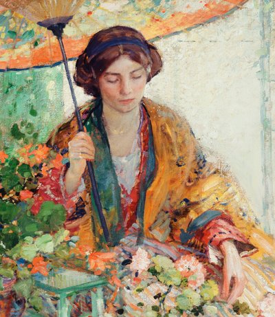 散歩、日傘をさす女 作： Richard Emil Miller