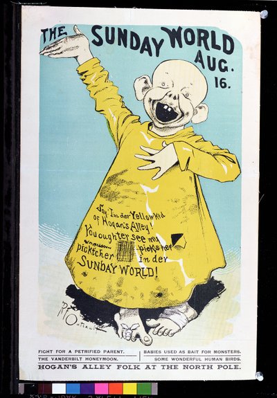 &39;いう！ 「サンデーワールド」のポスター、1900年頃、私はホーガンの路地のイエローキッドです。 作： Richard Felton Outcault