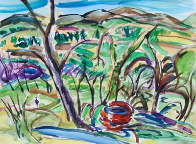 The Red Well, 2021 (wa/c on paper) 作： Richard Fox