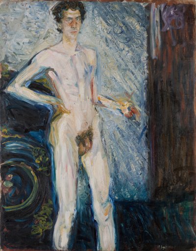 パレット付きヌード自画像 - Gerstl, Richard (1883-1908) - 1908 - キャンバスに油彩 - 139,3x100 - レオポルド美術館、ウィーン 作： Richard Gerstl