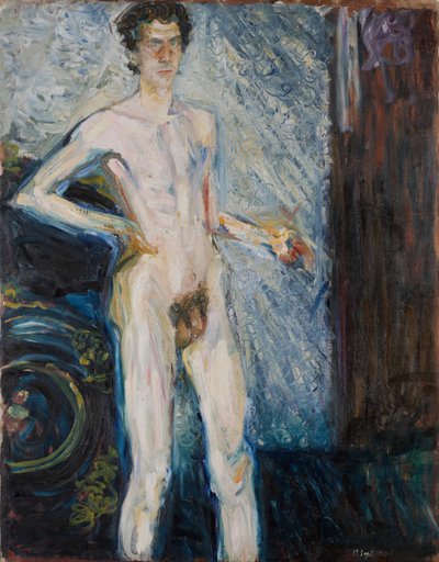 パレット付きヌード自画像、1908 作： Richard Gerstl