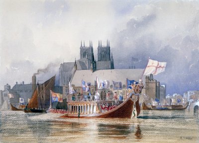 「ウェストミンスター市長の到着」、c1841 作： Richard Henry Nibbs