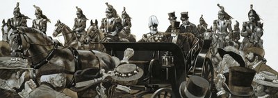 エドワード国王が車でパリを通過する際、群衆は嫉妬とブーイングを浴びせた 作： Richard Hook