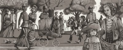 1880年代のハイド・パーク（紙にグワッシュ） 作： Richard Hook