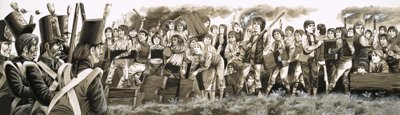 1797年、ラグビーで暴動を起こした小学生を鎮圧するために軍隊が招集された。 作： Richard Hook