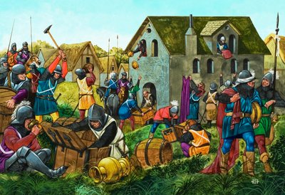 略奪と略奪を繰り返す中世の兵士たち 作： リチャード・フック