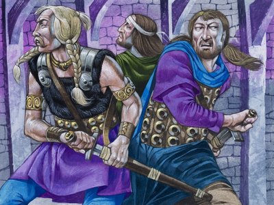 サー・ガラハッド、パーシヴァル、ボルスとともに 作： Richard Hook