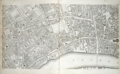 「ロンドンとウェストミンスターのサザーク自治区の都市計画、および隣接する部品」のプレート、c.1792-1799 作： Richard Horwood