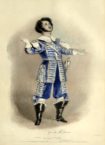 ジョヴァンニ・ルビーニがアルトゥーロ役で出演した「I Puritani」（パリ、テアトル・イタリエンでの初演より）。 作： Richard James Lane