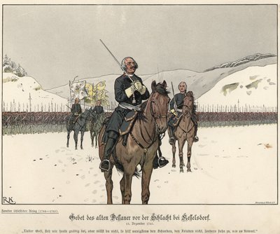 ケッセルスドルフの戦いの前のアンハルトデッサウのレオポルド王子の祈り 作： Richard Knoetel