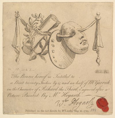 マスクとパレット、1781年。 作： Richard Livesay