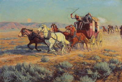 マウントインディアンが追跡した駅馬車、1912年 作： Richard Lorenz