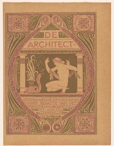 表紙デザイン: デ・アーキテクト、1911年 作： Richard Nicolaüs Roland Holst