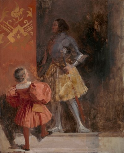 騎士と小僧 (ヨハン・ヴォルフガング・フォン・ゲーテの「ゲッツ・フォン・ベルリヒンゲン」より) 作： Richard Parkes Bonington