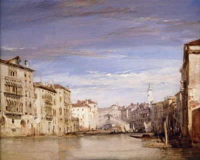 リアルト橋に向かって見ているベルナルド宮殿からのヴェネツィア大運河の眺め、 作： Richard Parkes Bonington