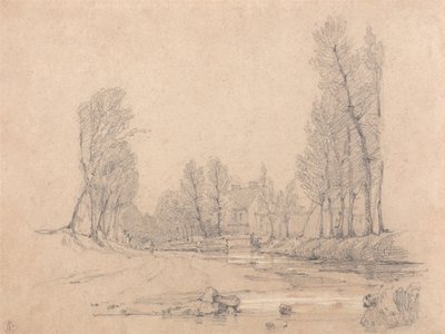 ノルマンディーの森の小川と農家 作： Richard Parkes Bonington