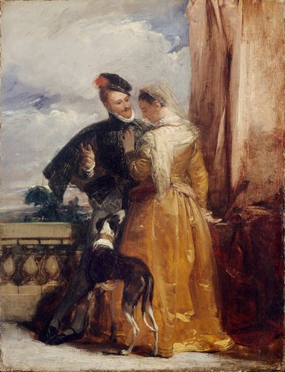 エイミー・ロブザートとレスター伯爵（1827年頃 作： Richard Parkes Bonington