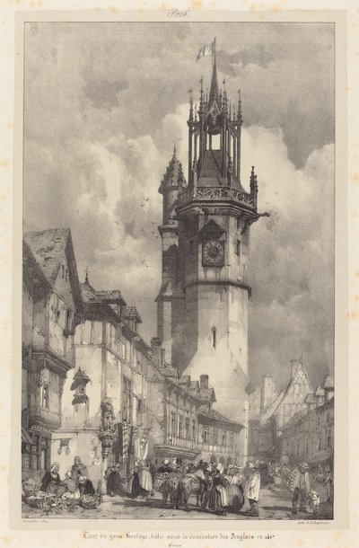 古代フランスの絵とロマンの旅 ノルマンディー編」より エブルー大時計塔 作： Richard Parkes Bonington