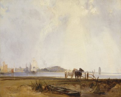 フランス、Quilleboeufの近くの風景、c.1824-25（キャンバスに油彩） 作： Richard Parkes Bonington