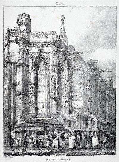 中世からの建築の遺跡と断片: 聖ソヴール教会、カーン 作： Richard Parkes Bonington