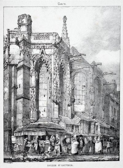 中世からの建築の遺跡と断片: 聖ソヴール教会、カーン 作： Richard Parkes Bonington