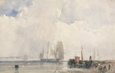 おそらくQuilleboeuf近くの河口で出荷 作： Richard Parkes Bonington