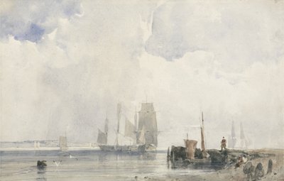 河口での配送（紙の上のグラファイトの上にw - c） 作： Richard Parkes Bonington