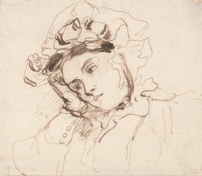 頭を手にした女性の研究 作： Richard Parkes Bonington