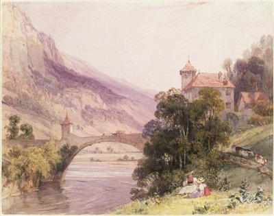 サン・モーリス・ドーゴーヌの橋（スイス・ヴァレー州 作： Richard Parkes Bonington