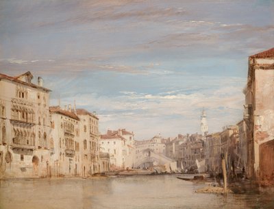 ヴェネツィアの大運河、リアルトに向かって 作： Richard Parkes Bonington