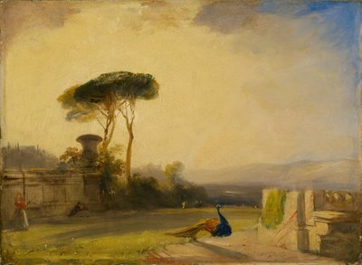 1826年、フィレンツェ近郊の別荘の敷地の眺め。 作： Richard Parkes Bonington