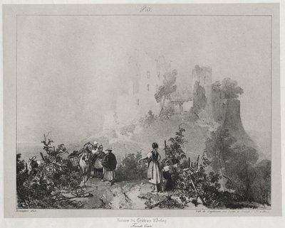 古代フランスの絵のようにロマンチックな旅、フランシュ コンテ: アルレー城の遺跡 作： Richard Parkes Bonington