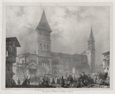 古代フランス、フランシュ コンテの絵のようにロマンチックな旅: トゥールニュ修道院教会 作： Richard Parkes Bonington
