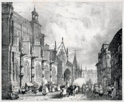 絵のようにロマンチックな古代フランスの旅、ノルマンディー...、1824年。 作： Richard Parkes Bonington