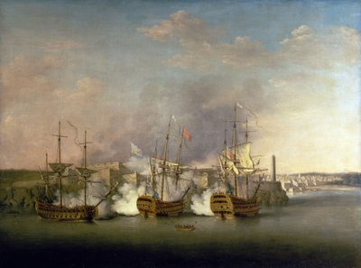 七年戦争（1756-1763）：7月1日のモロ城（キューバ）爆撃 作： Richard Paton