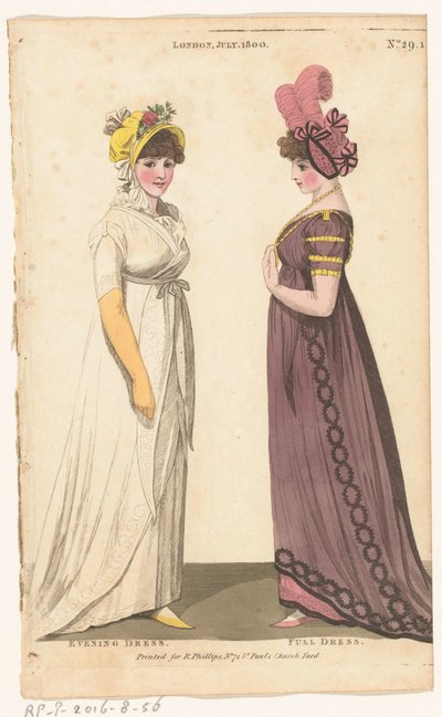 ロンドンとパリの女性ファッション誌、No. 29.1: ロンドン、7 月。 1800年：イブニングドレス。 正装 作： Richard Phillips