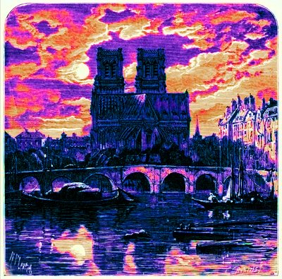 ノートルダム大聖堂：1878年に出版されたSamuel Greenの「French Pictures」に掲載されているイラスト（デジタル拡張画像 作： Richard Principal (after) Leitch