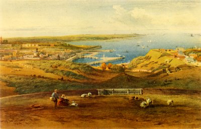 「ポート ジョージからのガーンジー島の全景」、1850 年、1946 年。 作： Richard Principal Leitch