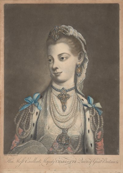 シャーロット女王、1762年頃（版画） 作： Richard Purcell
