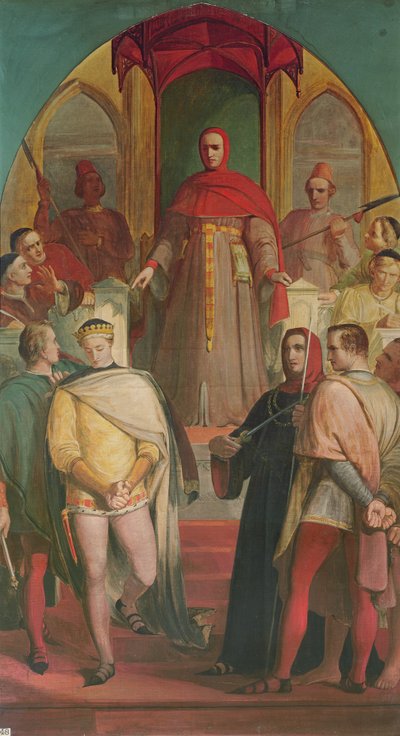ヘンリー王子（1387-1422）Gascoigne裁判官の承認（c.1350-1419）1845 作： Richard Redgrave