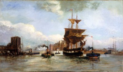 「カーディフの西ビュートドックを離れる」、1861-1916 作： Richard Short