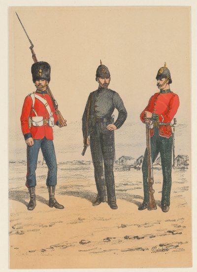 3人のイギリス兵 英国軍の制服の 9 つの表現 (シリーズ タイトル) 作： Richard Simkin