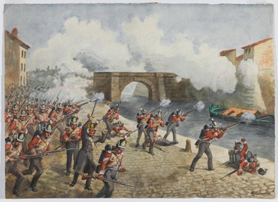 1814年4月10日、トゥールーズの第27イニスキリング連隊、1900年頃 作： Richard Simkin