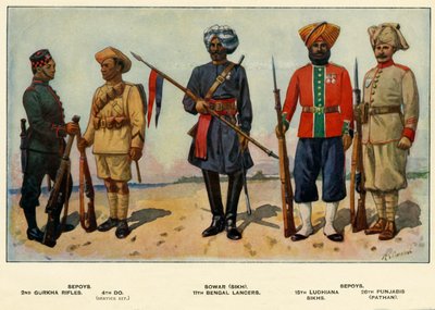 インド軍の種類、1919年。 作： Richard Simkin